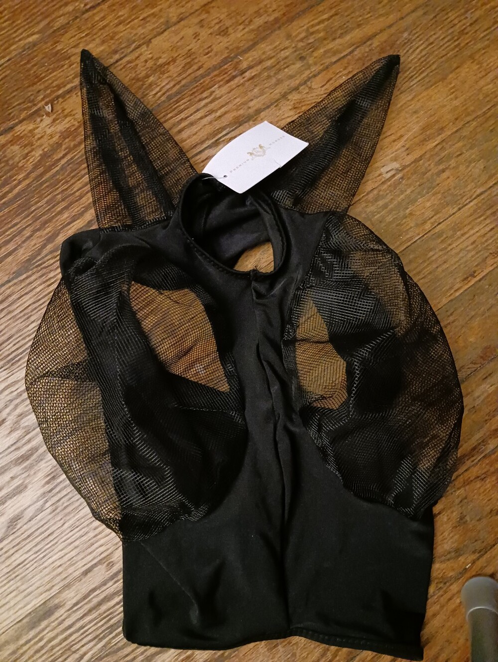 RS Premium Horse Fly Mask with Ears Black Stretch Lycra Comfort NEW Size Medium